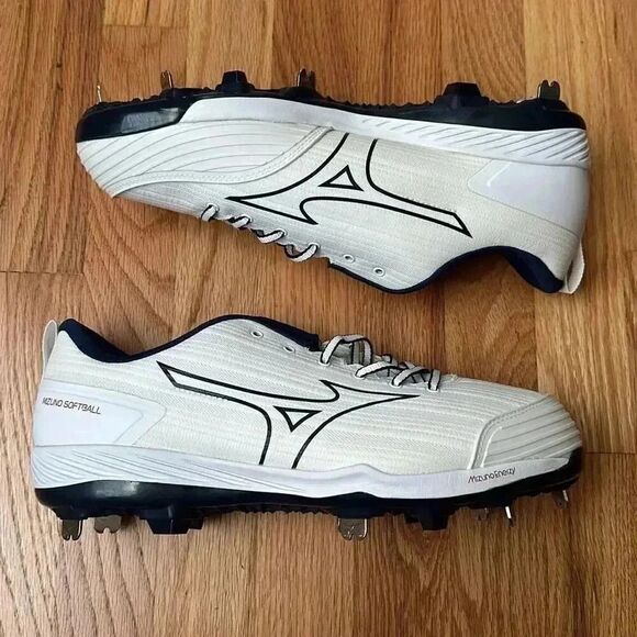 Mizuno Softball Enerzy Softball Cleats White / Navy Blue US 11.5 Women’s - Picture 1 of 11